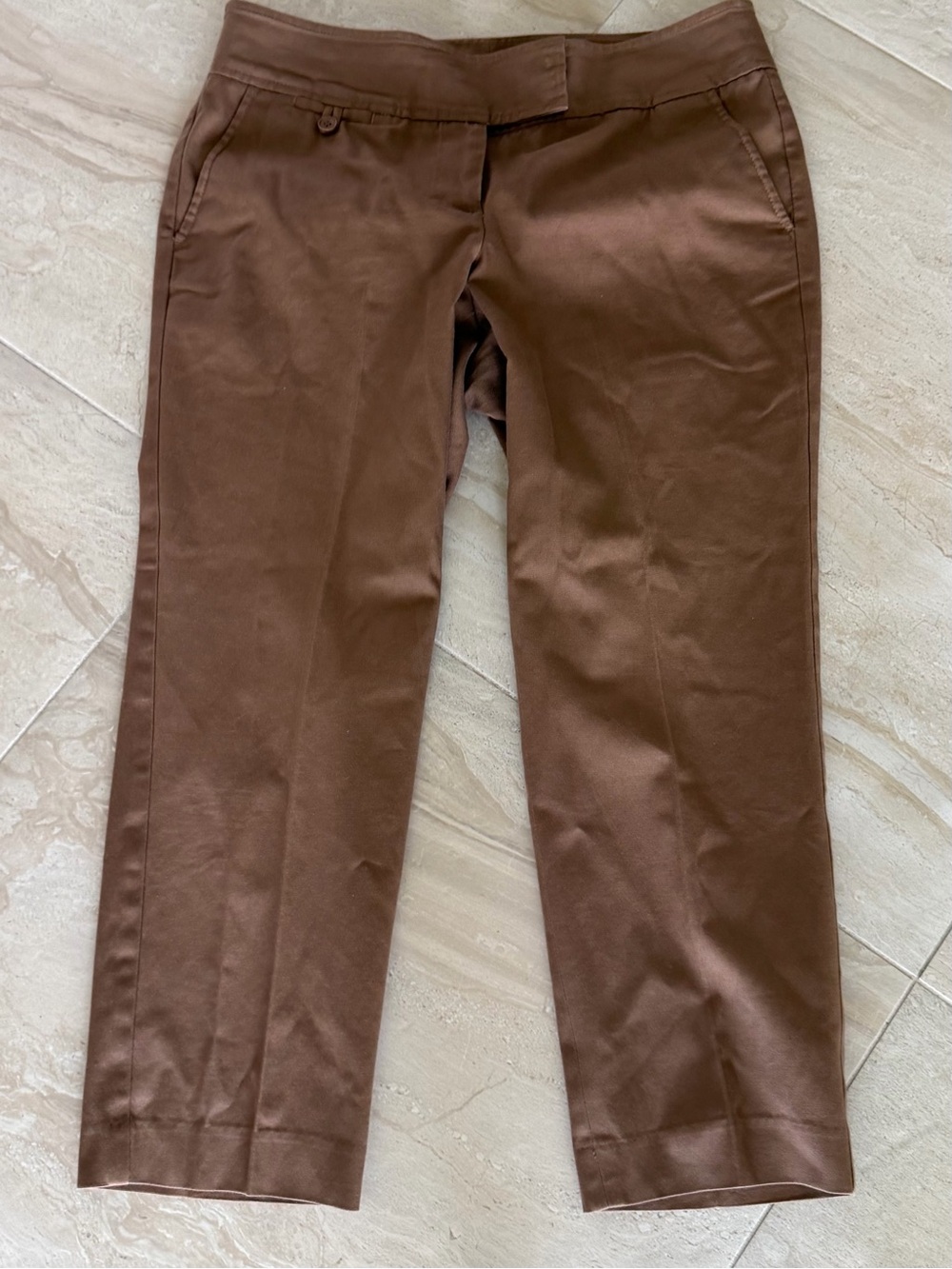Talbots Modern Fit Stretch Cotton Ankle Pants Brown / camel Size 10